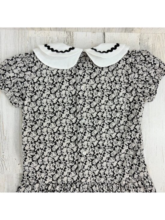 La Coqueta Girls Sz 7 Black Floral Short Sleeve Bow Xana Dress - Picture 11 of 14